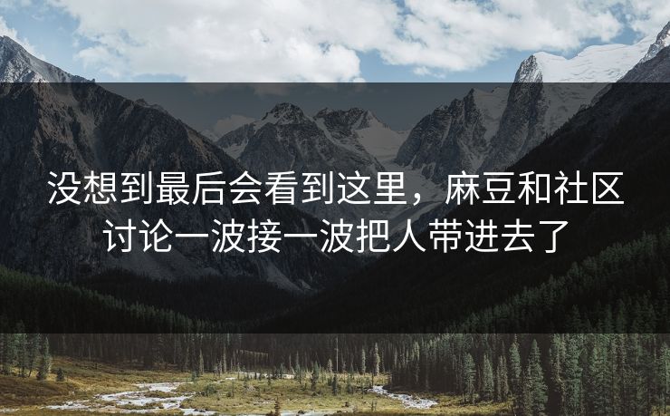 没想到最后会看到这里，麻豆和社区讨论一波接一波把人带进去了