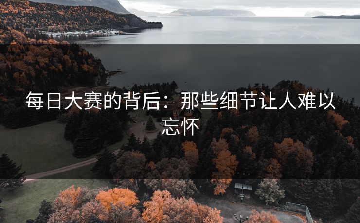 每日大赛的背后：那些细节让人难以忘怀